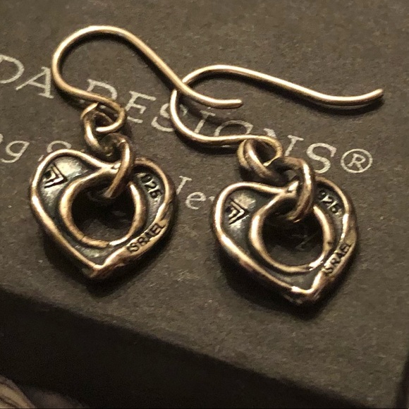 Silpada Artisan Oxidized Sterling Silver Cutout Heart Dangle Earrings W1912 - Picture 15 of 16